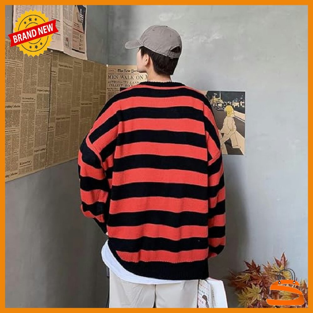 Men's Oversized Knit Pullover Sweater Long Sleeve Crew Neck Casual - Picture 6 of 8